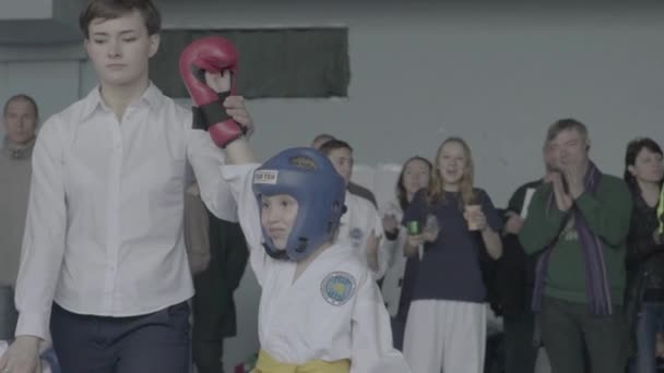 Competições de Taekwondo. Filhos. Movimento lento. Kiev. Ucrânia — Vídeo de Stock
