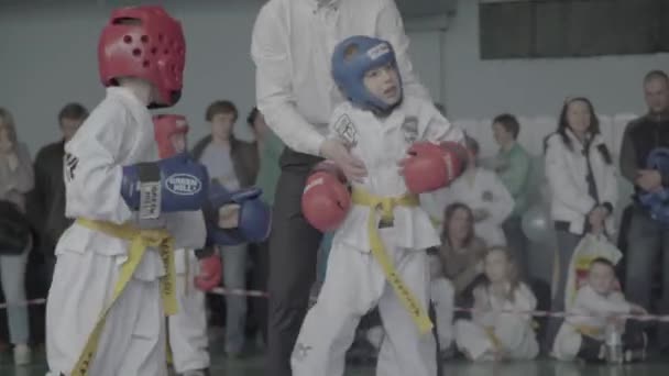 Concours de taekwondo. Les enfants. Kiev. Ukraine — Video