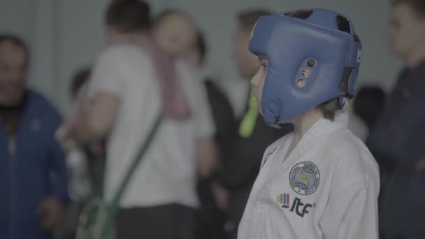 Taekwondo-tävlingar. Barn. Kiev. Ukraina — Stockvideo