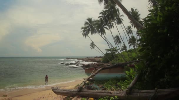 Sri Lanka oceaan zeegezicht zee kust. Landschap. — Stockvideo