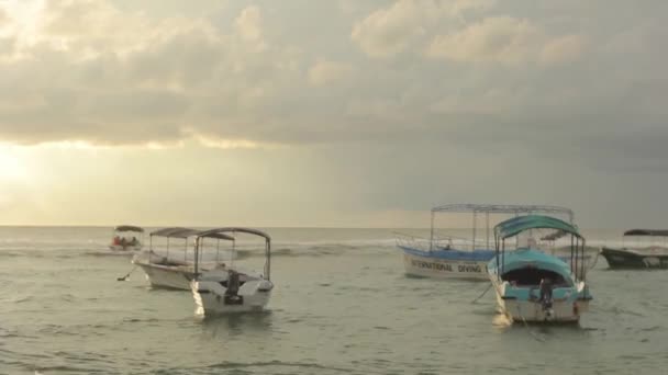 Sri Lanka 'nın deniz manzarası. Okyanusta kayıklar — Stok video