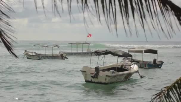 Sri Lanka 'nın deniz manzarası. Okyanusta kayıklar — Stok video