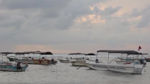 Sri Lanka 'nın deniz manzarası. Okyanusta kayıklar — Stok video