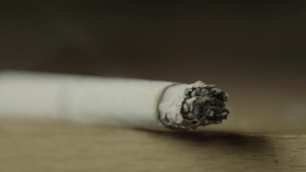 Smoking cigarette close-up. Macro. — Stock Video