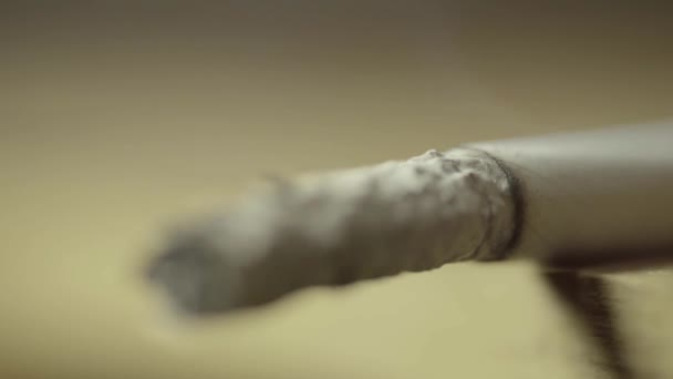 Smoking cigarette close-up. Macro. — Stock Video