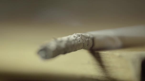 Smoking cigarette close-up. Macro. — Stock Video