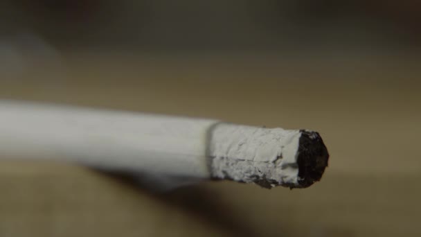 Zigarette aus nächster Nähe rauchen. Makro. — Stockvideo