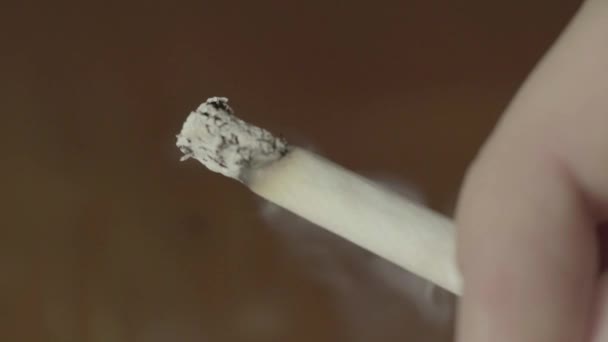 Smoking cigarette close-up. Macro. — Stock Video