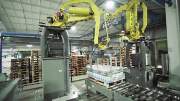 Ein funktionierendes Förderband in einer Papierfabrik. Technologie. Fabrik. Kiew. Ukraine. — Stockvideo
