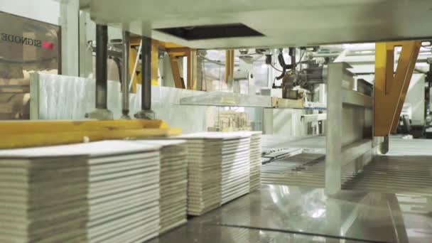 造纸厂的工作输送机.技术。工厂。Kyiv 。乌克兰. — 图库视频影像