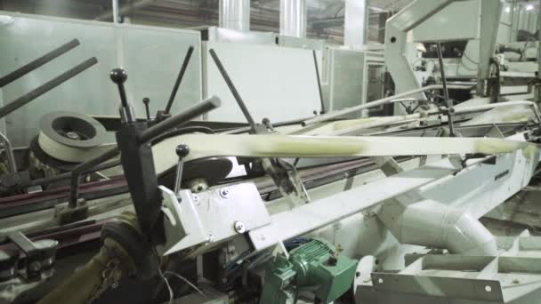 Et fungerende transportbånd på en papirfabrik. Teknologi. Fabrikken. Kiev. Ukraine. – Stock-video
