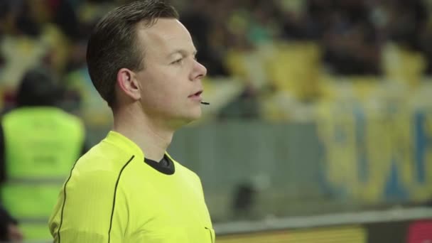 Male referee during a football soccer match. — ストック動画