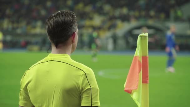 Árbitro masculino durante um jogo de futebol . — Vídeo de Stock