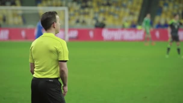 Árbitro masculino durante um jogo de futebol . — Vídeo de Stock