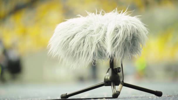 Microphone de stade professionnel enregistre le son. Gros plan — Video