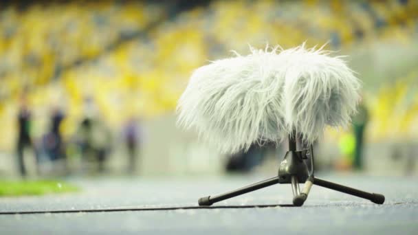 Il microfono professionale dello stadio registra il suono. Primo piano — Video Stock