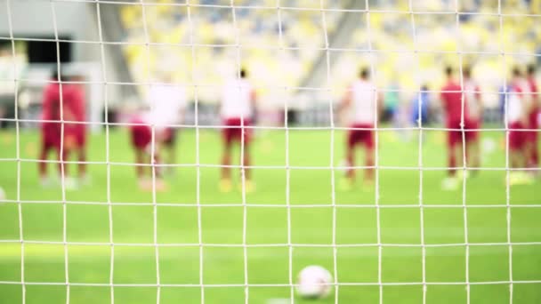 Ausbildung von Fußballern im Stadion. Aufwärmen. olimpiyskiy. kyiv. Ukraine — Stockvideo