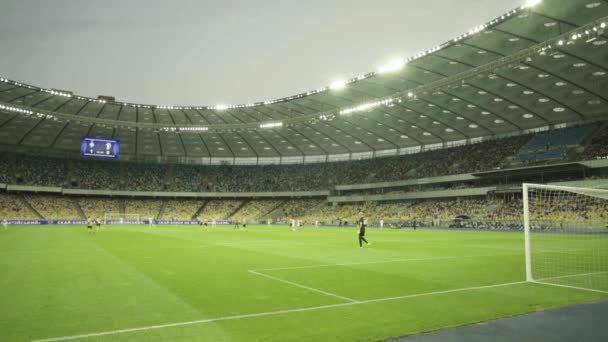 Football soccer game at the stadium. Olimpiyskiy. Kyiv. Ukraine. — ストック動画