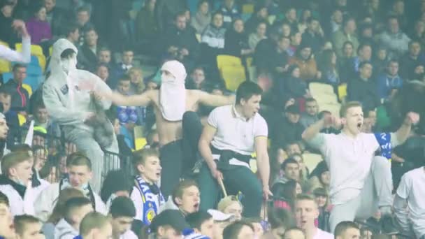 Ventilateurs dans le stade pendant le match. Olimpiyskiy. Kiev. Ukraine. — Video
