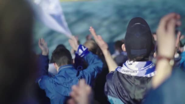 Fans in the stadium during the game. Olimpiyskiy. Kyiv. Ukraine. — Stock Video