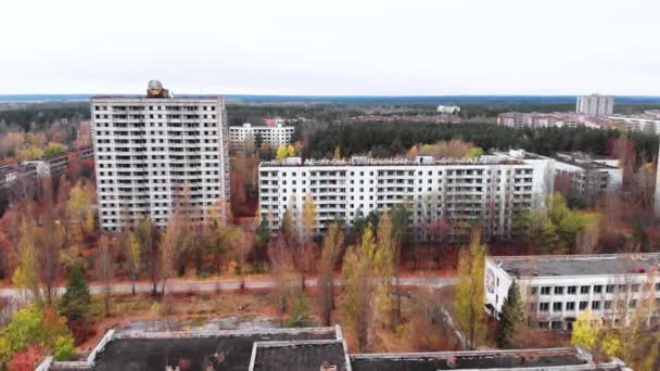 PRIPYAT, UKRAINE - NOVEMBER 22, 2019. Chernobyl Exclusion Zone. Pripyat. Aerial. — Stock Video