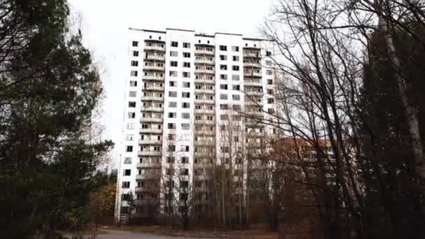 PRIPYAT, UKRAINE - NOVEMBER 22, 2019. Chernobyl Exclusion Zone. Pripyat. Aerial. — Stock Video