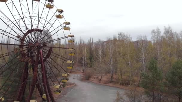 Pripjat, ukraine - 22. November 2019. tschernobyl ausschlusszone. Pripjat. Antenne. — Stockvideo