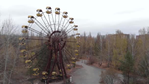 Pripyat, Ukrayna - 22 Kasım 2019. Çernobil Yasak Bölge. Pripyat. Havadan. — Stok video