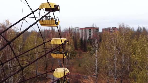 PRIPYAT, UCRAINA - 22 NOVEMBRE 2019. Zona di esclusione di Chernobyl. Pripyat. Aerea . — Video Stock