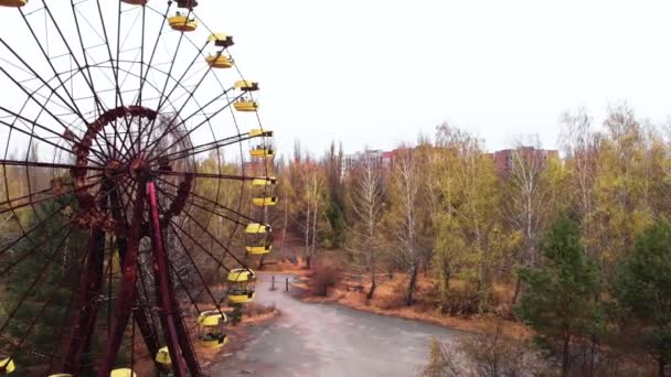 PRIPYAT, UKRAINE - 22 NOVEMBRE 2019. Zone d'exclusion de Tchernobyl. Pripyat. Aérien . — Video