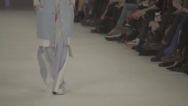 Fashion show. The girl is a model on the catwalk. — Stock Video