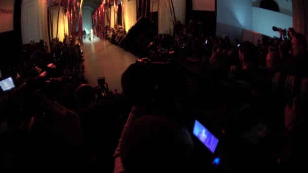 The work of the photographer on the fashion show. Press. Mass media. Journalism. — Stock Video