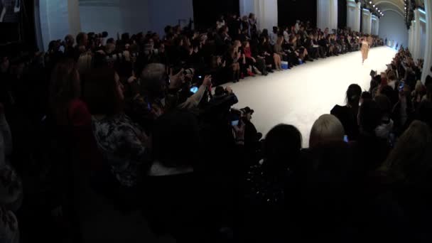 Het werk van de fotograaf op de modeshow. Druk maar. Massamedia. Journalistiek. — Stockvideo