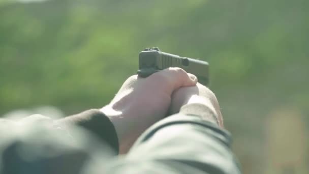 Close-up shot of a pistol — Stock Video