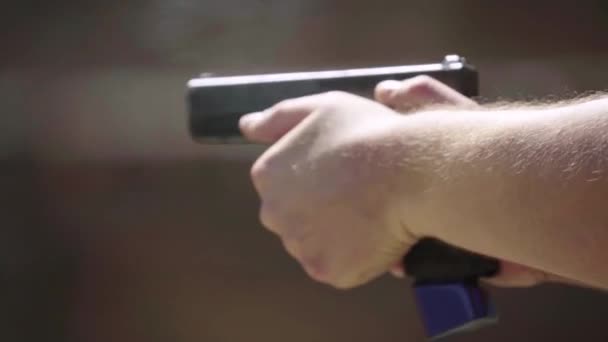 Close-up shot of a pistol — Stock Video