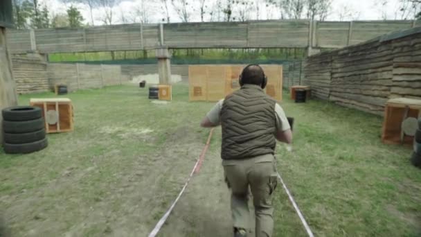 Rifle shooting. Slow motion. Close-up. — Stock Video