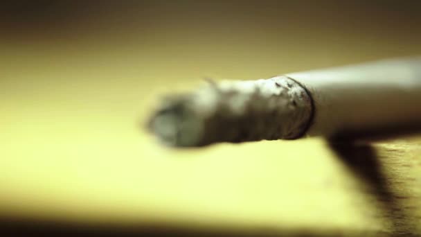 Smoking tobacco cigarette close-up macro. — Stock Video