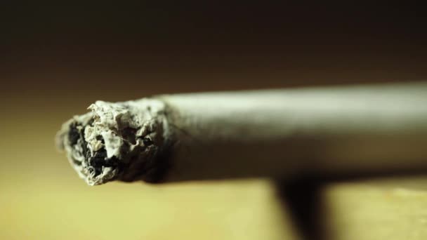 Fumar tabaco cigarrillo primer plano macro . — Vídeo de stock