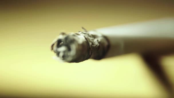 Κάπνισμα τσιγάρο κοντά σε μακροεντολή. — Αρχείο Βίντεο