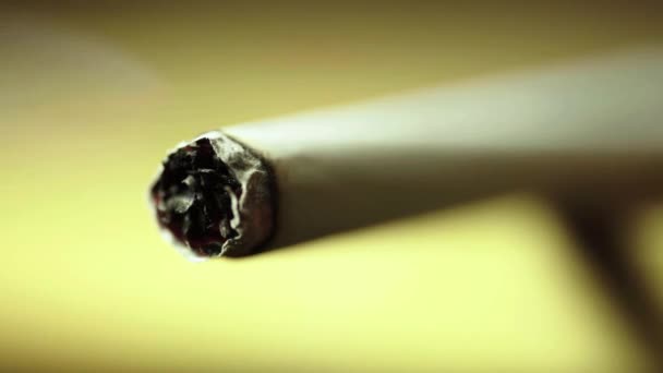 Fumar tabaco cigarrillo primer plano macro . — Vídeo de stock