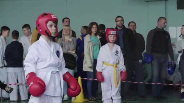 Taekwondo wedstrijden. Kinderen. Kiev. Oekraïne — Stockvideo