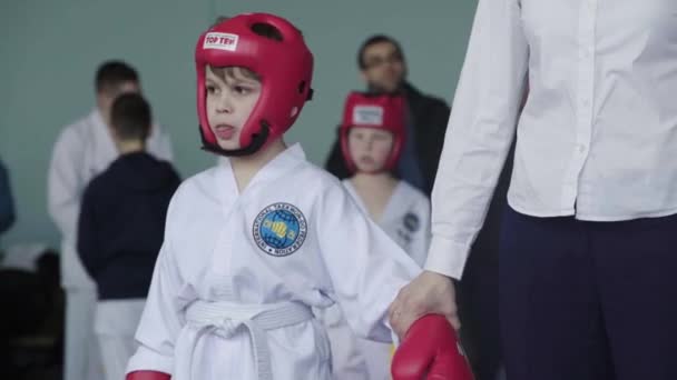 Taekwondo competitions. Children. Kyiv. Ukraine — Stock Video