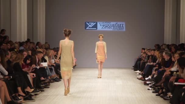 Fashion show. Model on the catwalk. Woman — 비디오