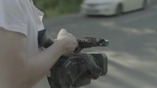 Cámara durante la filmación. Filmmaking. Disparando. Producción cinematográfica . — Vídeo de stock