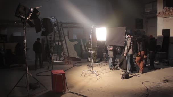 Film crew during filming. Filmmaking. Shooting. Film production. Time lapse — Stock Video