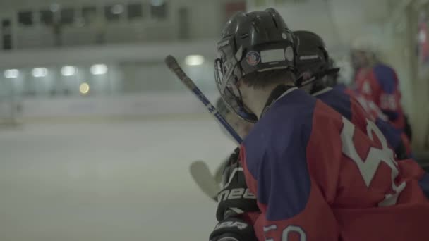 Hockey match. Hockey player players during the game — Stock Video