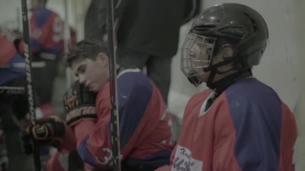 Partita di hockey. Giocatori di hockey durante il gioco — Video Stock