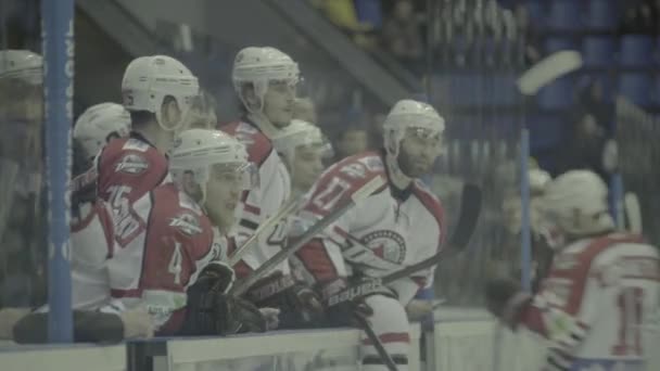 Hockey match. Hockey player players during the game — Stock Video