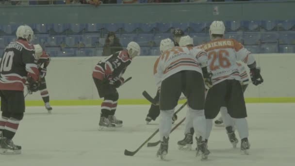 Hockey match in the ice arena. Slow motion. Kyiv. Ukraine — Stock Video