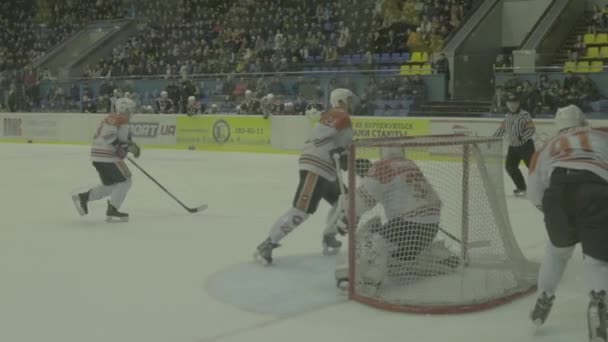 Hockey match in the ice arena. Slow motion. Kyiv. Ukraine — Stock Video